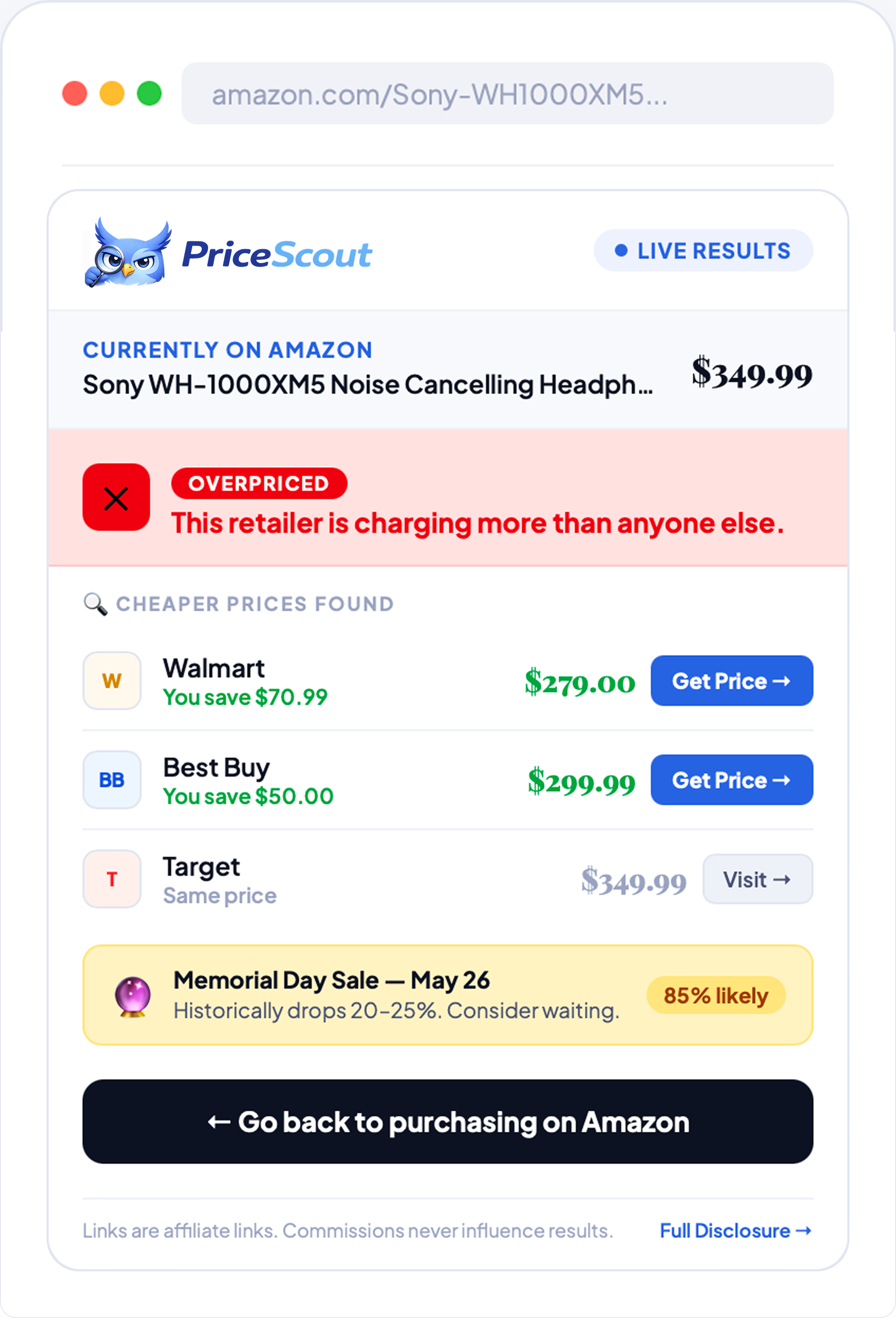 PriceScout Chrome Extension Preview